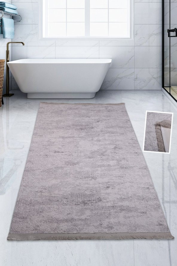 Bonny Home Nova Gri 160x230 cm Pamuk Kaymaz Taban Peluş Banyo Paspası Büyük Püsküllü Banyo Halısı ürün görseli 1