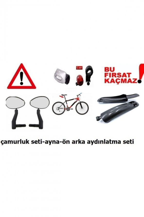 Bisiklet Ayna Çamurluk Aydınlatma Set Halinde 3 Parça ürün görseli 1