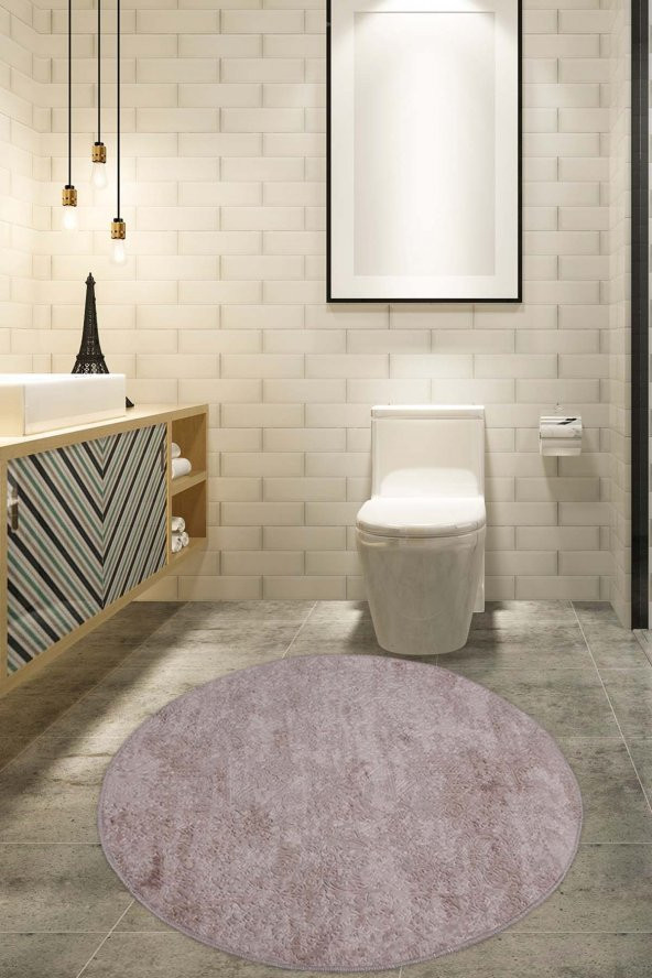 Bonny Home Nova Vizon 160x160 cm Yuvarlak Kaymaz Pamuk Taban Peluş Banyo Paspası Banyo Halısı ürün görseli 1