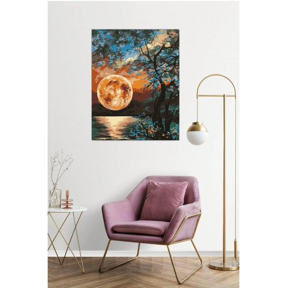 Sayılarla Boyama Hobi Seti Çerçeveli Numaralı Tuval Fırça Boya Dahil Kasnaklı 40x50 Cm GÜN BATIMI ürün görseli 1
