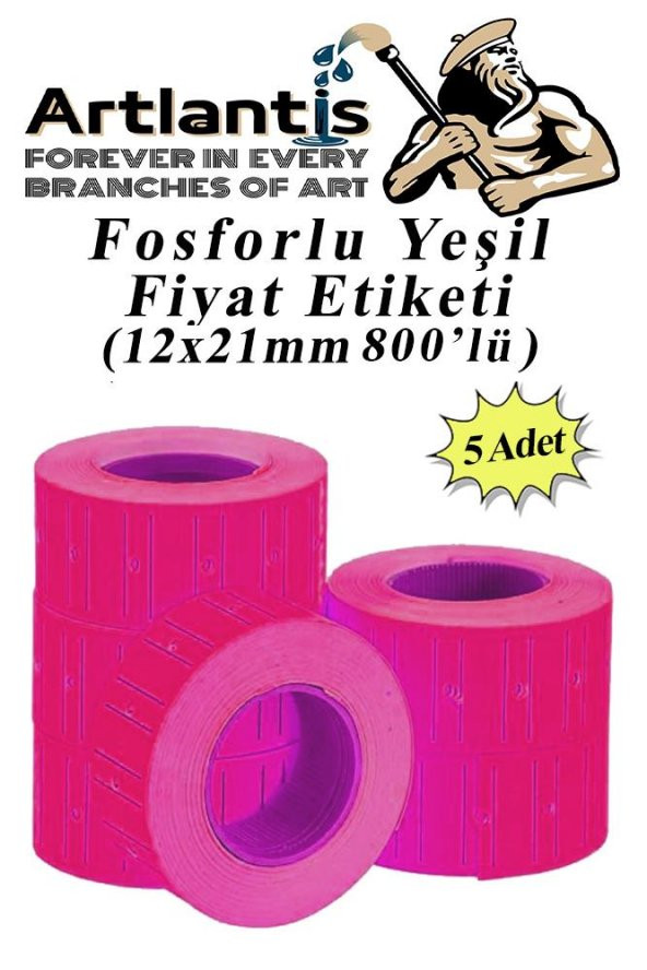 Fiyat Etiketi Pembe 800lü 5 Paket 12x21mm Fosforlu Pembe Fiyat Etiketi Mx-5500 M5500 Hg979 Motex Etiket Makinesi Yedeğiart ürün görseli 1