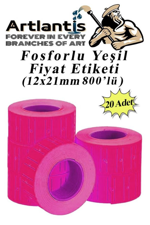 Fiyat Etiketi Pembe 800lü 20 Paket 12x21mm Fosforlu Pembe Fiyat Etiketi Mx-5500 M5500 Hg979 Motex Etiket Makinesi Yedeği ürün görseli 1