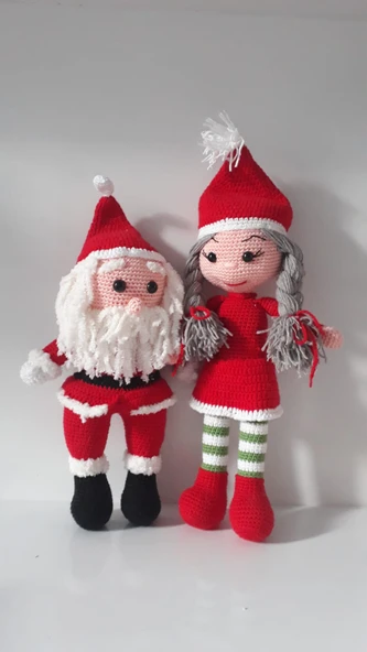 Noel Baba ve Noel Anne Takımı Amigurumi Organik Oyuncak ürün görseli 1