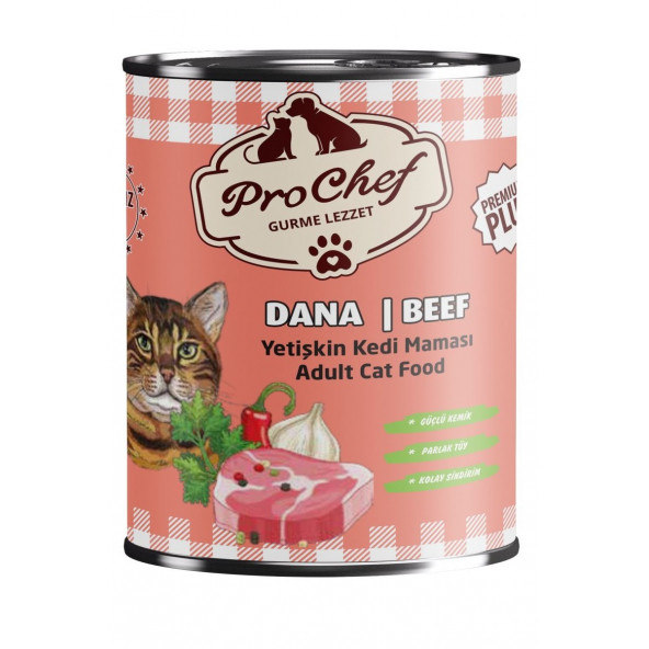 Prochef 24 Adet Premium Plus Yetişkin Kedi Maması ( 415 Gr Dana Etli Konserve Yaş Mama ) ürün görseli 1
