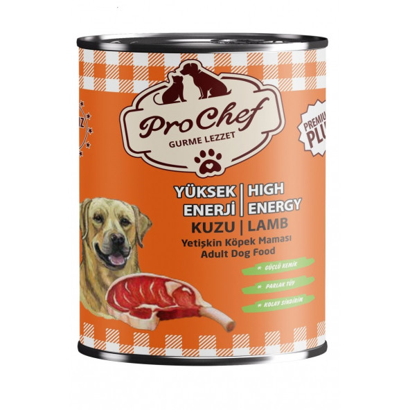Prochef 24 Adet Premium Plus Yetişkin Yüksek Enerji Köpek Maması ( 415 gr Kuzu Etli Konserve Yaş Mama ) ürün görseli 1