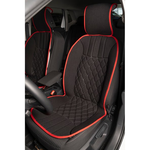 Space Elegance 2li Koltuk Kılıfı Set Minder Siyah-Kırmızı  KLMNY536 PREMİUM ürün görseli 1