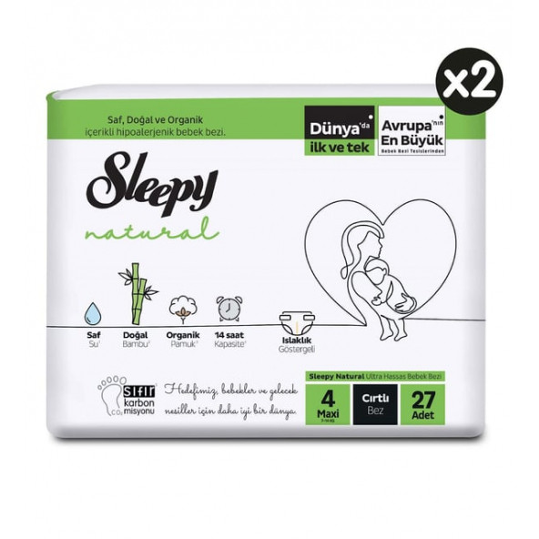Sleepy Natural 4 Numara Maxi 54'lü Bebek Bezi ürün görseli 1