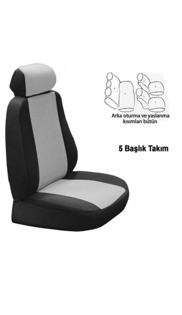 STANDART OTO KOLTUK KILIFI GRİ-SİYAH ürün görseli 1