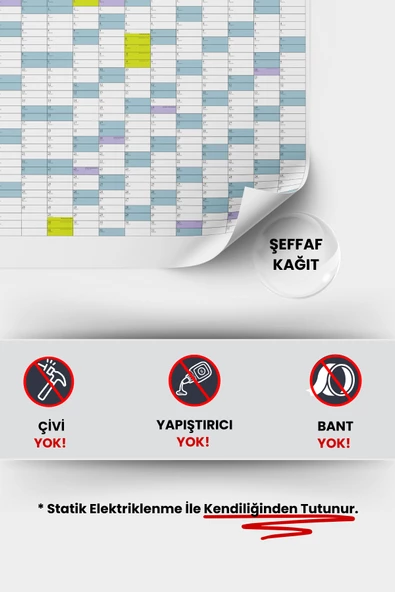 2025 Yıllık Şeffaf Planlayıcı, Kendiliğinden Tutunan, Yapışkansız, Pratik, Akıllı Kağıt Yazı Panosu ürün görseli 1