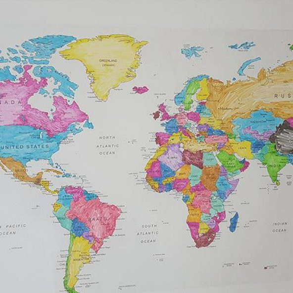 Dünya Haritası Kağıt Tahta 110×56 Cm ürün görseli 1