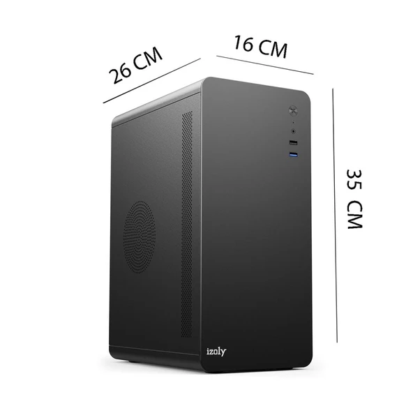 Izoly U200 USB 3.0 350W mATX Bilgisayar Kasası Siyah ürün görseli 1