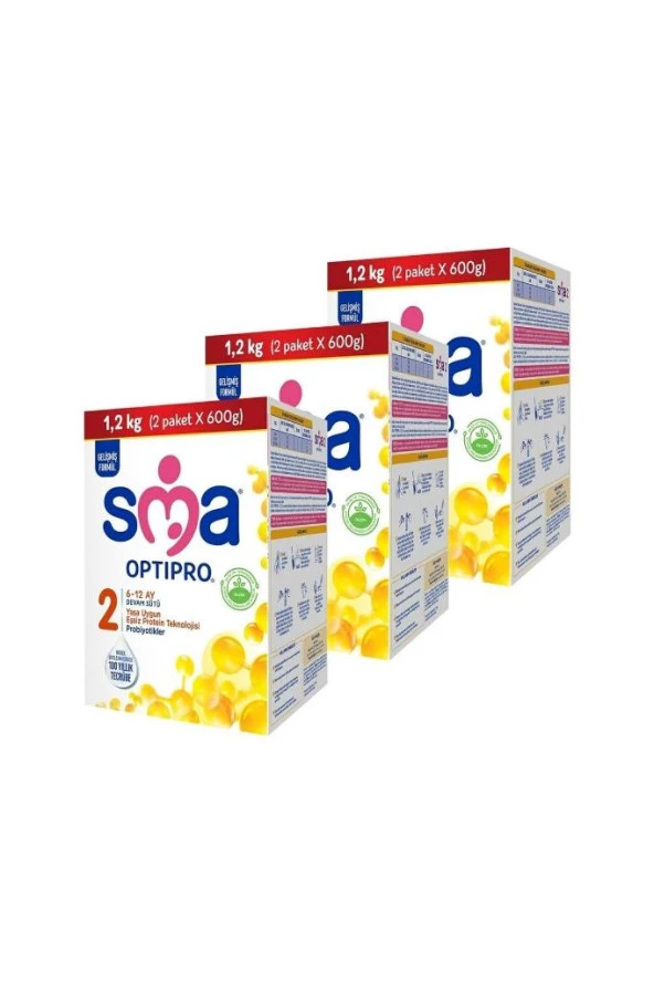SMA Optipro 2 Probiyotik Devam Sütü 1200 gr 3 Adet - Resim 2