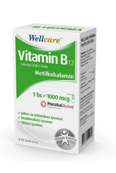 Wellcare Vitamin B12 1000mcg Takviye Edici Gıda 5ml ürün görseli 1