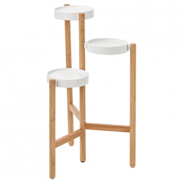3 Katlı Çiçeklik Bambu-Beyaz Renk 78 cm MeridyenDukkan İç Mekan- Balkon Dekorasyonu ürün görseli 1