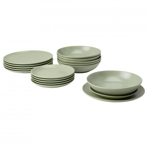18 Parça FÄRGKLAR Yemek Takımı MeridyenDukkan Mat Açık Yeşil Renk Stoneware Set ürün görseli 1