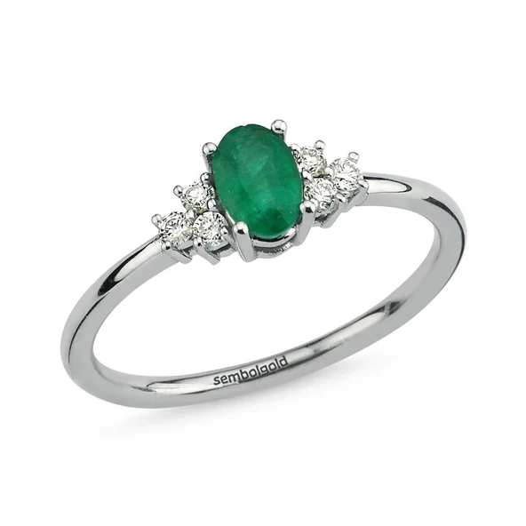 0.59 Karat Pırlanta Emerald Yüzük G-SI Beyaz Altın ürün görseli 1