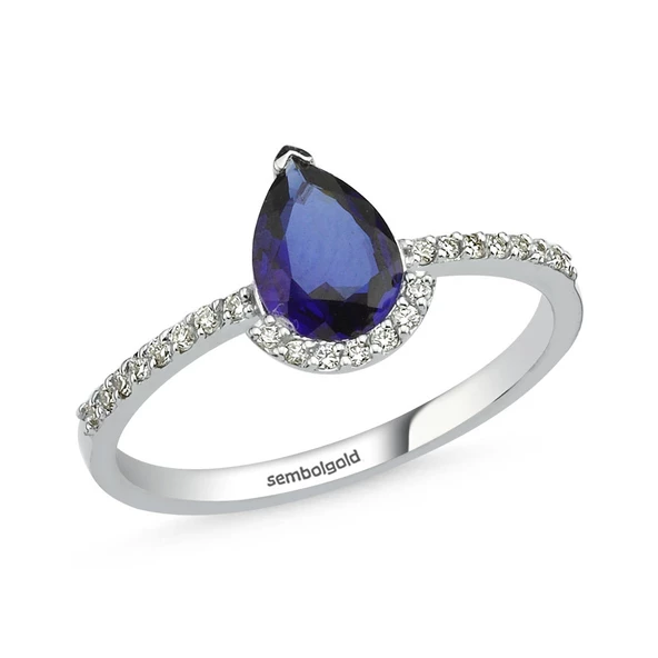 1.05 Karat Pırlanta Safir Yüzük F - Vs2  Beyaz Altın ürün görseli 1