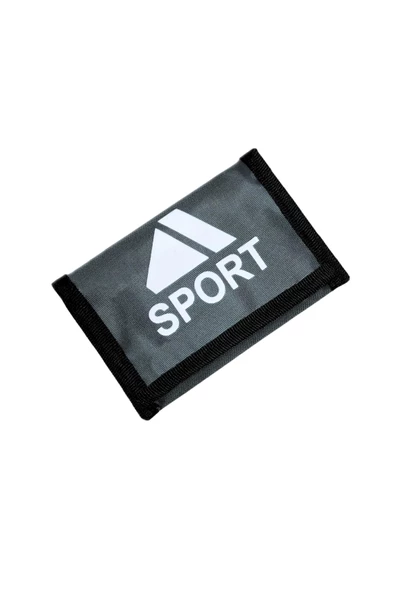 Bez Cüzdan Cırt Cırtlı Kapak Fermuarlı Para Bölme İnterpeks Kumaş Sport Baskılı GRİ ürün görseli 1