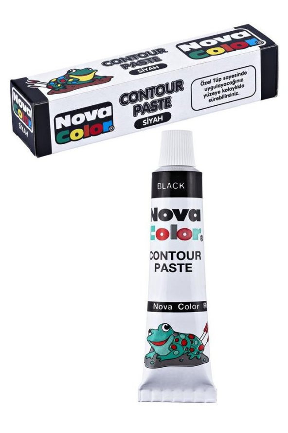 Siyah Kontür Boyası 25 ml 1 Adet Cam Vitray Boyası Kontur Siyah Vitray Çalışması ürün görseli 1