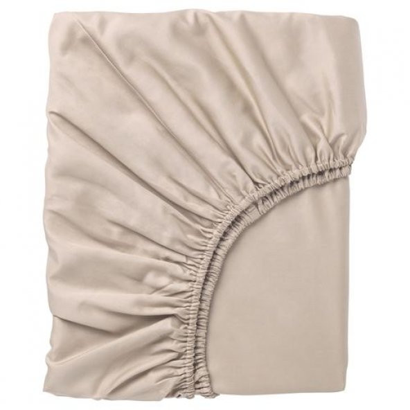 Çift Kişilik Lastikli Çarşaf, Açık Bej Renk IKEA Ölçü 120x200 cm Pamuklu ürün görseli 1