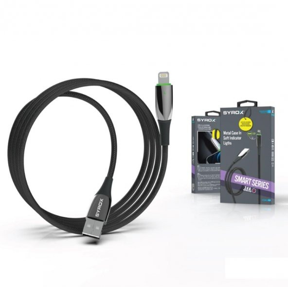 Syrox C134AL Metal  Ledli 2.4A Lightning Şarj & Data Kablosu - Resim 3