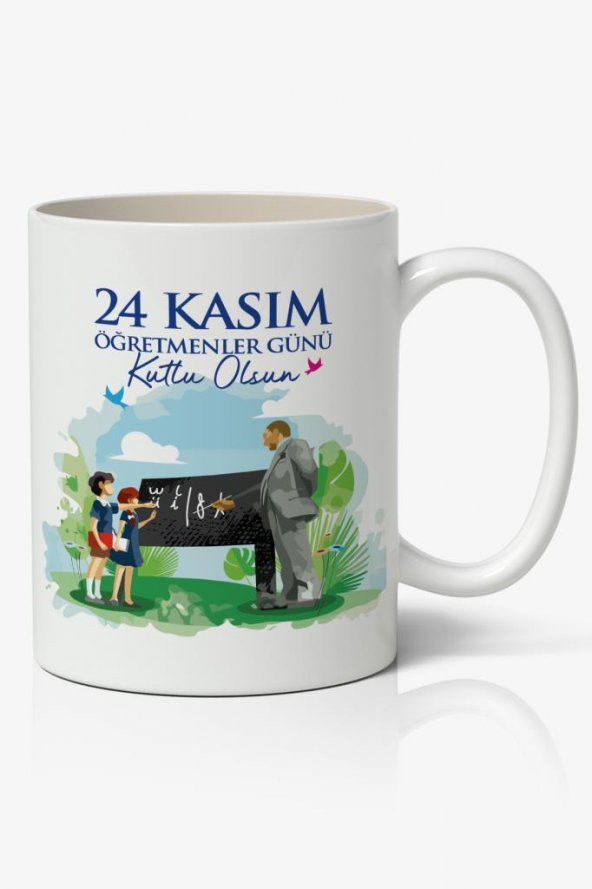 24 Kasım Öğretmenler Günü Tasarımlı Kupa Bardak Baskılı Kahve Kupa Bardak Model 4 ürün görseli 1