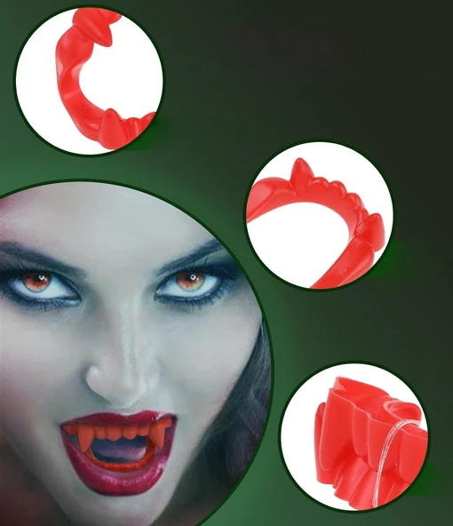 Drakula Vampir Dişi Kırmızı 1 Adet - Resim 2