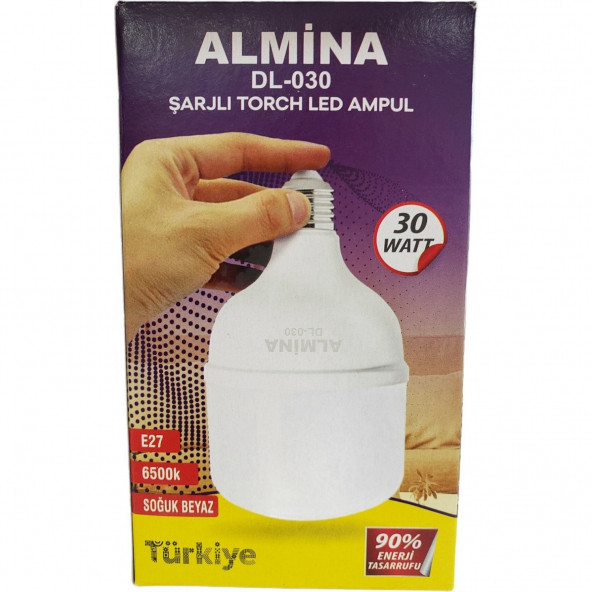 Almina 30 Wat Şarjlı LED Ampul E27 Duy Almina ürün görseli 1