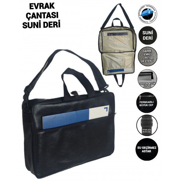 SEVBAGS EVRAK ÇANTASI SUNİ DERİ SU GEÇİRMEZ ASTAR ürün görseli 1