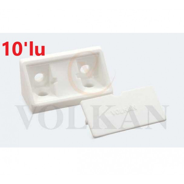 Volkan plastik kapaklı köşe bağlantı 10'lu set beyaz ürün görseli 1