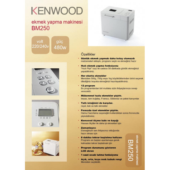 AÇIKLAMAYI OKU-Kenwood BM250 Rapid-Bake Ekmek Yapma Makinesi ürün görseli 1