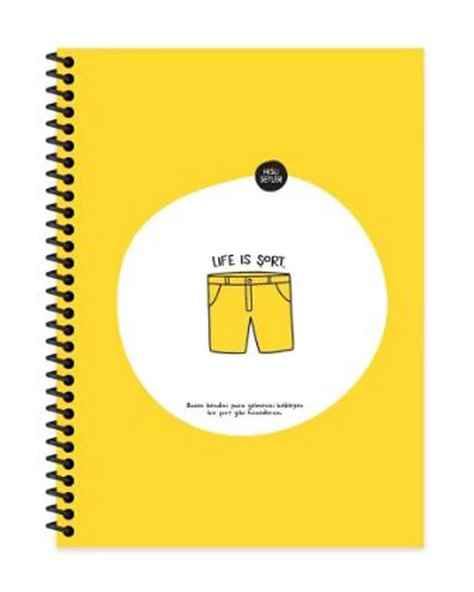 Hisli Şeyler 18,5x25 Spiralli Çizgili Defter Life Is Şort ürün görseli 1