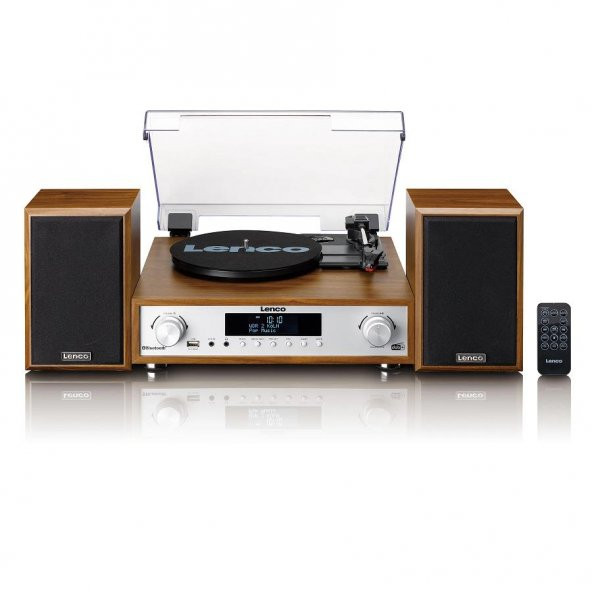 LENCO MC-160 WD PİKAP Hİ-Fİ STEREO SETİ BLUETOOTHLU DAB+ FM RADYO USBLİ MP3 KAYIT ÖZELLİKLİ MÜZİK SETİ PLAKÇALAR AHŞAP ürün görseli 1