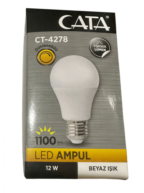 Cata CT-4278 12W 6400K (Beyaz Işık) Dimlenebilir E27 Duylu Led Ampul ürün görseli 1