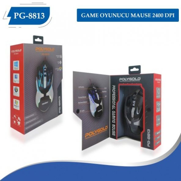 Oyun Mouse 2400 Dpi Rgb Işıklı Mouse Gaming Mouse PG-8813 ürün görseli 1