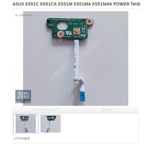ASUS X551C X551CA X551M X551MA X551MAV POWER Tetik butonu ürün görseli 1