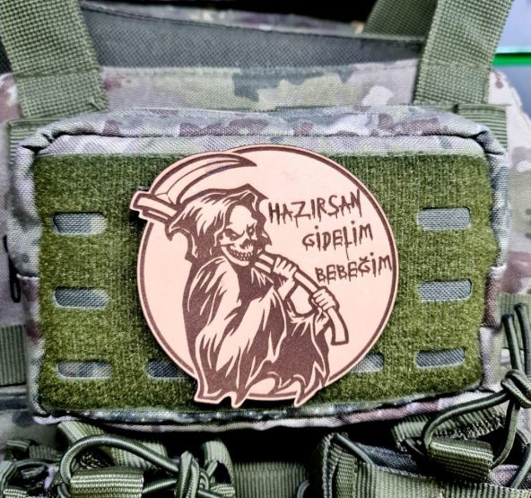 Hazırsan Gidelim Bebeğim Azrail Deri PEÇ  -Arma - Leather Patch - Resim 3
