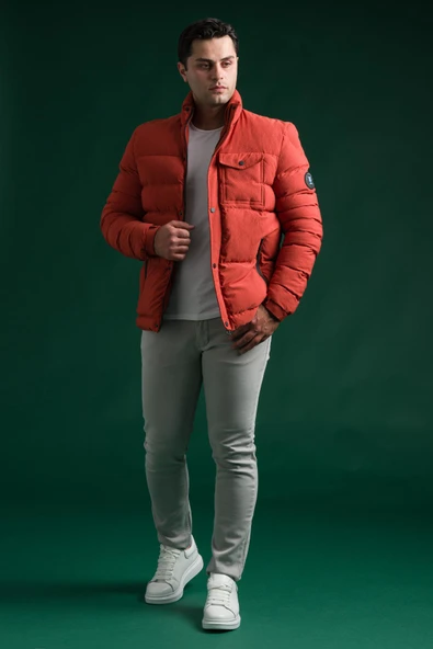 Slimfit Çıtçıt Ve Fermuar Kapamalı Dik Yaka Kolları Lastikli Astarlı Yan Cepli Erkek Kısa Mont ürün görseli 1