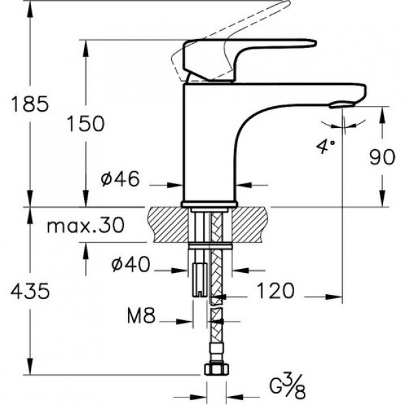 Artema Root Round A42705 Lavabo Bataryası, Krom - Resim 2