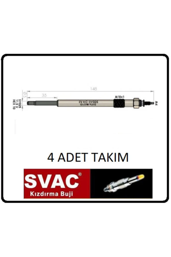 Kızdırma Buji Jumper 2.2hdi Transit V184 2.2-2.4tdci S-max -4 Ad. Takım Sv025 4612191 ürün görseli 1