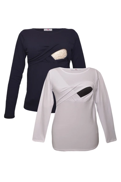 LuvmaBelly MYRA2702_2708 Emzirme tshirt seti ürün görseli 1