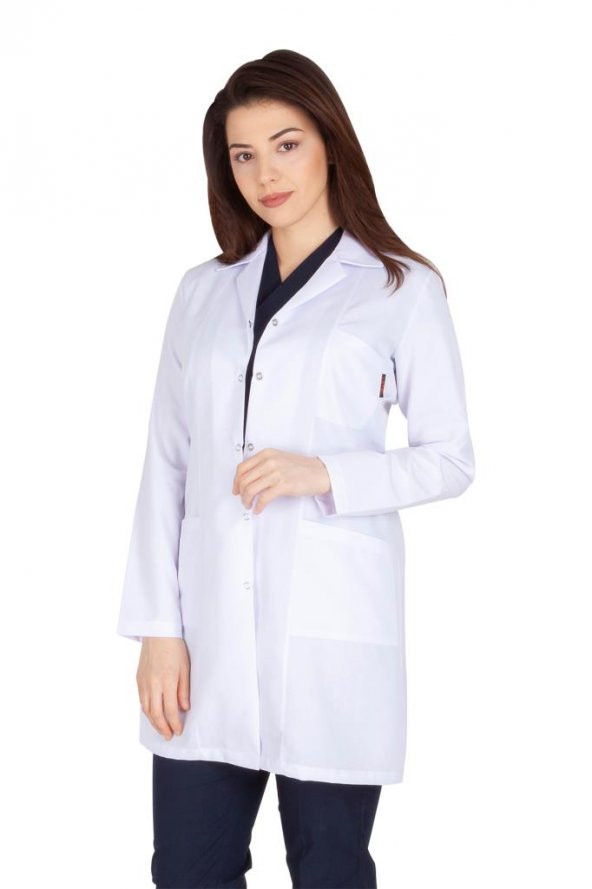Kadın Doktor Öğretmen Önlüğü Laboratuvar Eczacı Hemşire Dizüstü Önlük Klasik Yaka ürün görseli 1