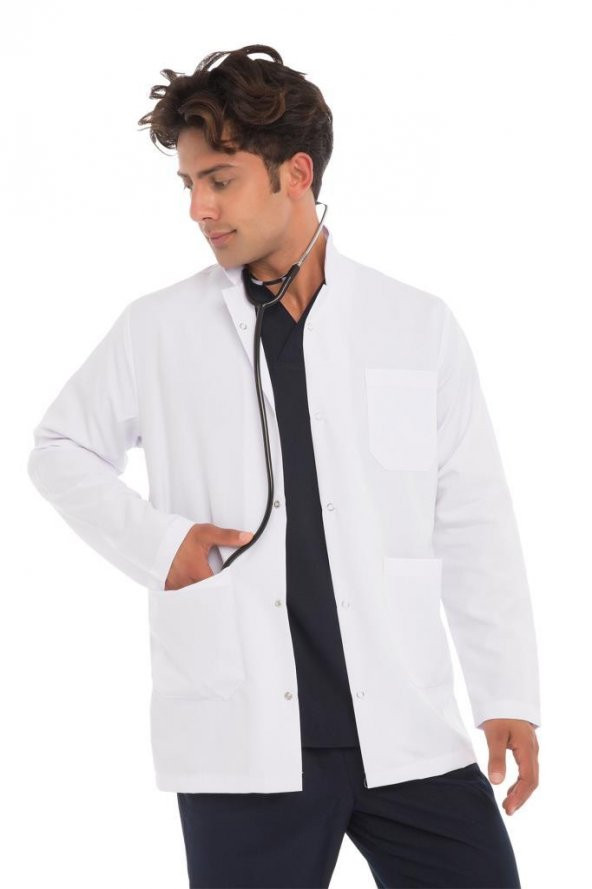 Hakim Yaka Doktor Önlüğü Öğretmen Hemşire Erkek Önlük Kısa Önlük ürün görseli 1