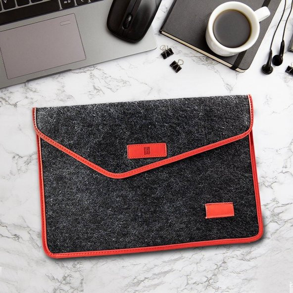 Minbag Aba Laptop Kılıfı 15 İnç Gri Kırmızı ürün görseli 1