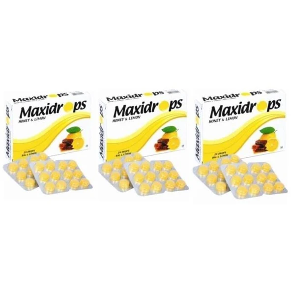 Maxidrops Bal Limon 24 Drops 3'Lü PAKET (SKT:05/2029) ürün görseli 1