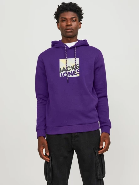 JACK JONES Baskılı Erkek Kapüşonlu Sweatshirt 12246994 ürün görseli 1