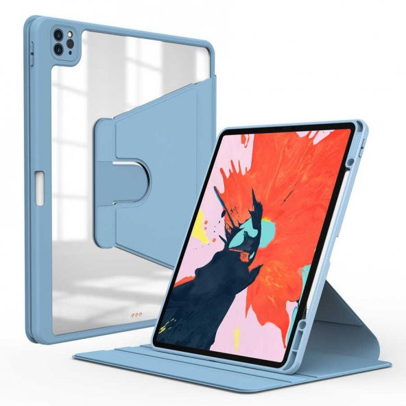 iPad Pro 12.9 2022 (6.Nesil) Kılıf Kalem Bölmeli Dönebilen Standlı Silikon ürün görseli 1