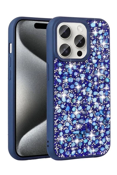 iPhone 15 Pro Max Kılıf Parlak Taşlı Tasarım Linea Kapak ürün görseli 1
