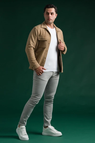 Sir Slimfit Çıtçıt Kapamalı Yan Ve Kapak Cepli Astarsız Yakalı Kırçıllı Spor Kısa Ceket ürün görseli 1
