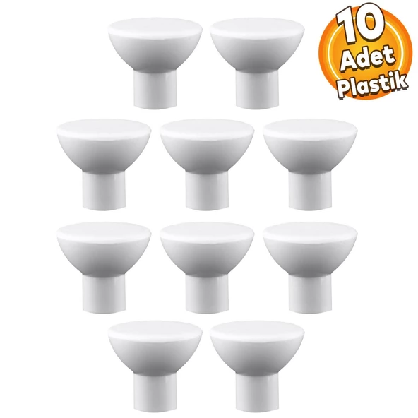 Çayıralan Plastik Düğme Mobilya Mutfak Çekmece Dolap Kapak Dolabı Kulbu Kulpu Kulpları Beyaz 10 Adet ürün görseli 1